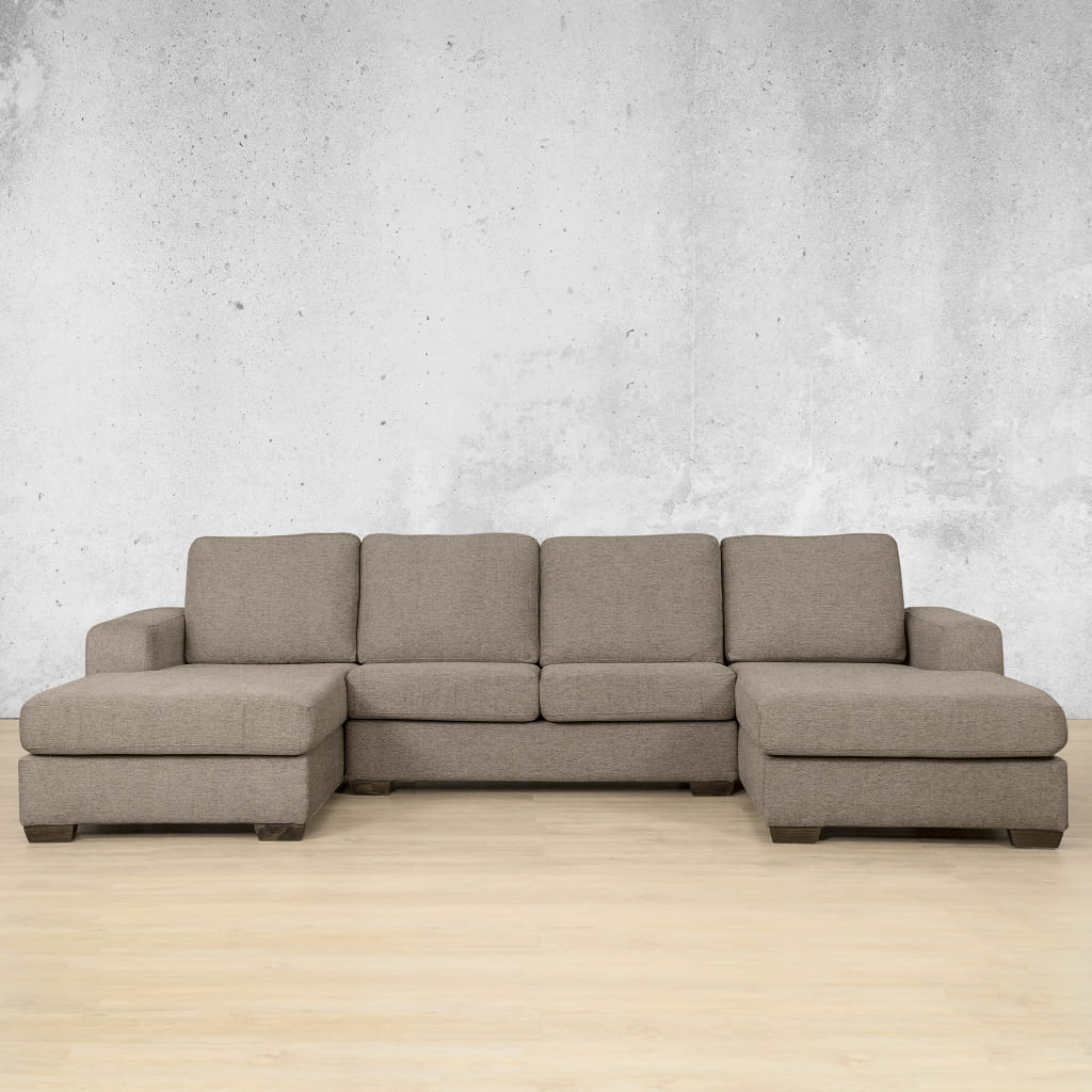 Stanford Fabric U-Chaise Fabric Sofa Leather Gallery Ivory Sand