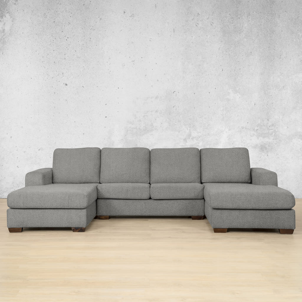 Stanford Fabric U-Chaise Fabric Sofa Leather Gallery Kenya Grey