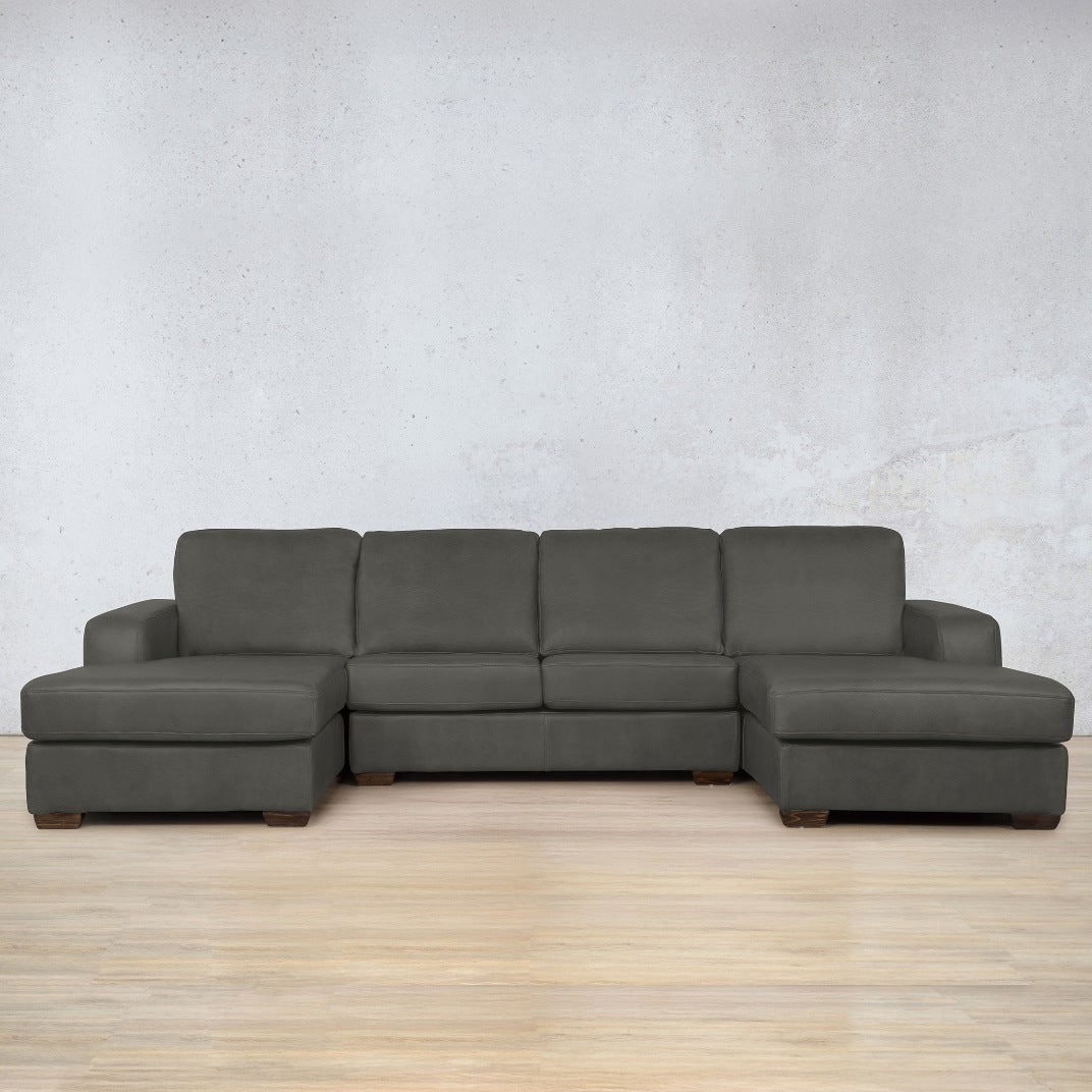 stanford Leather u chaise sectional leather sofa czar anthracite