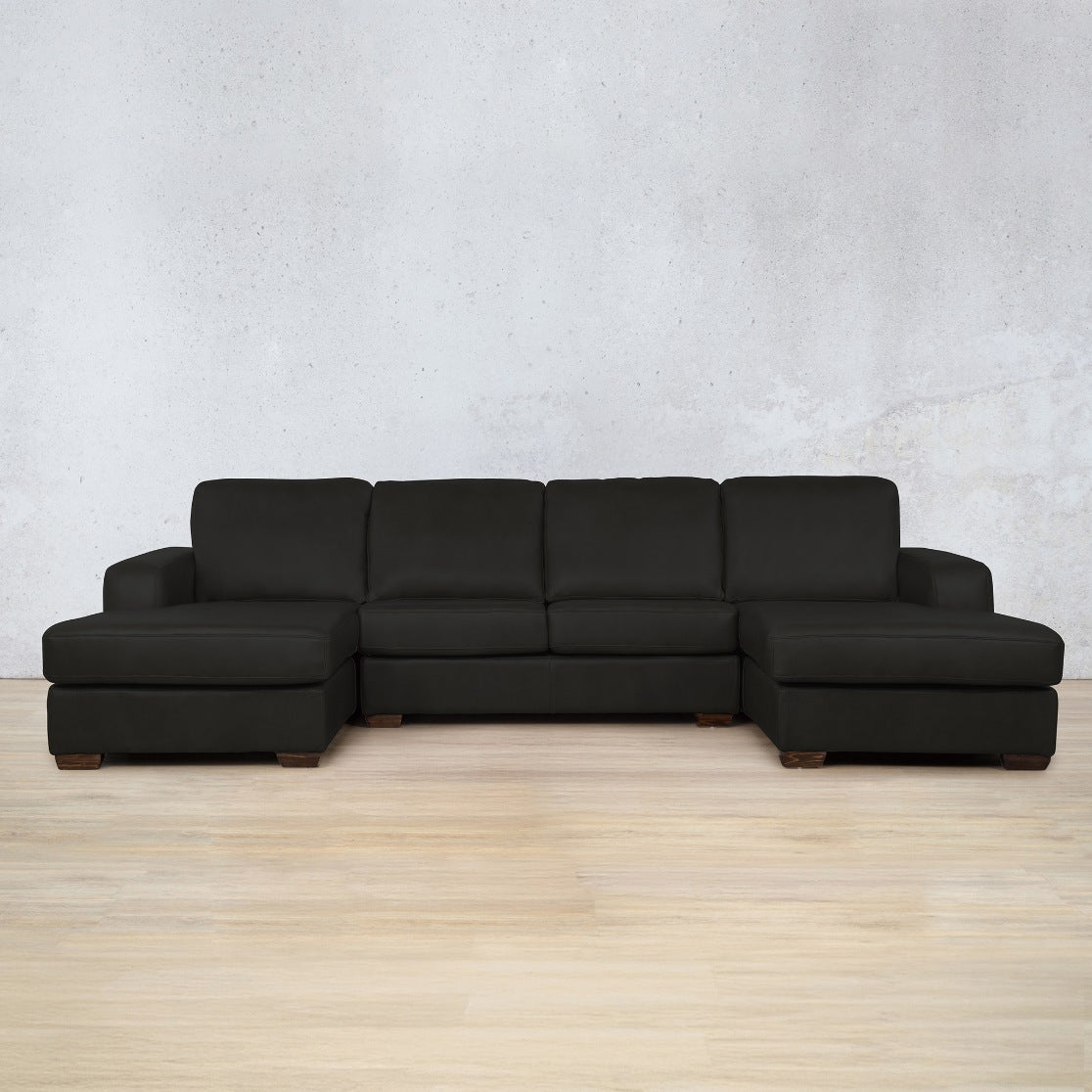 stanford Leather u chaise sectional leather sofa czar black 