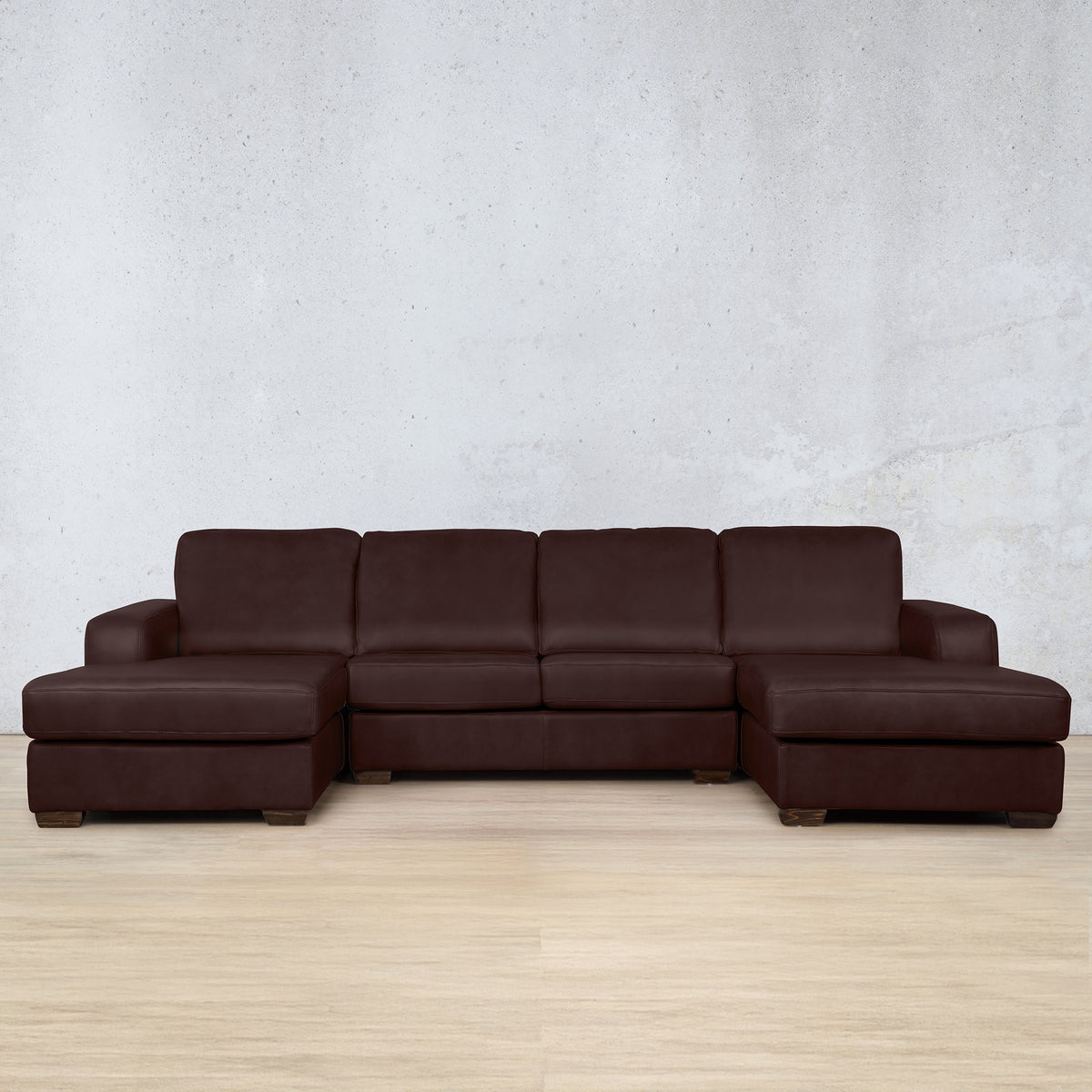 Stanford Leather U-Chaise Leather Sectional Leather Gallery Royal Coffee