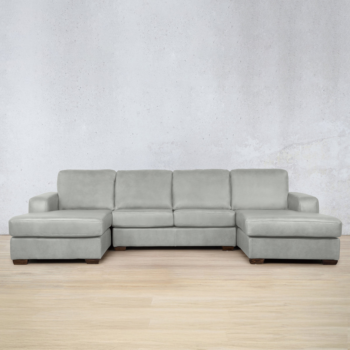 Stanford Leather U-Chaise Leather Sectional Leather Gallery Luxe Grey