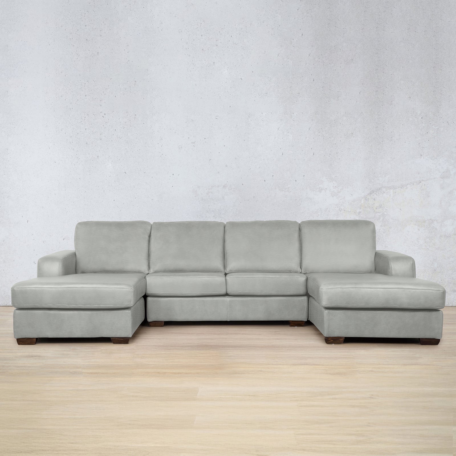 Stanford Leather U-Chaise Leather Sectional Leather Gallery Luxe Grey