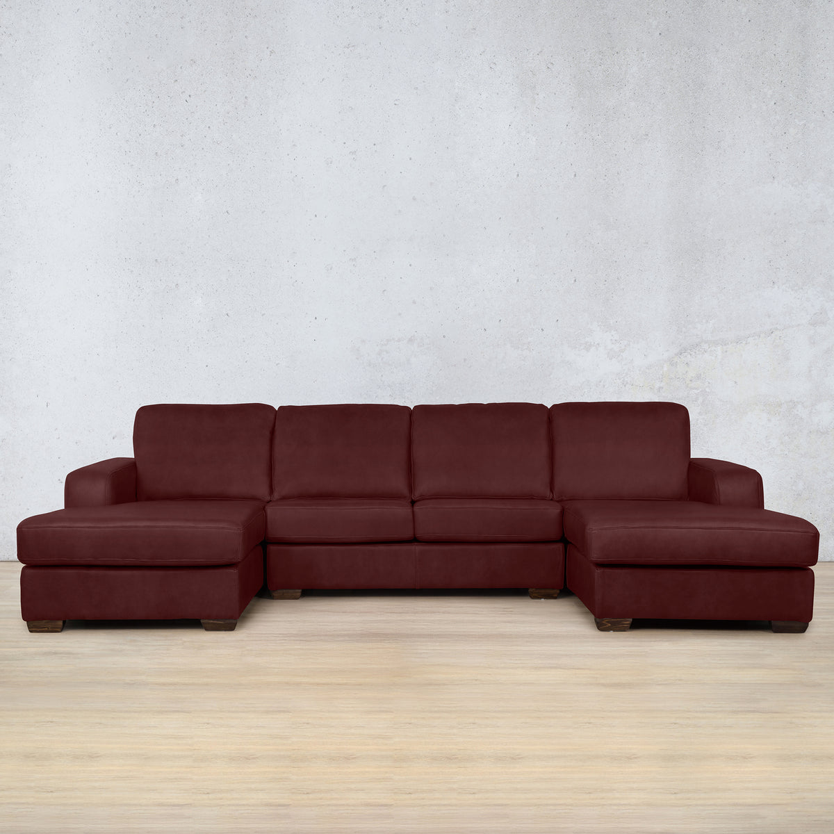 Stanford Leather U-Chaise Leather Sectional Leather Gallery Royal Ruby