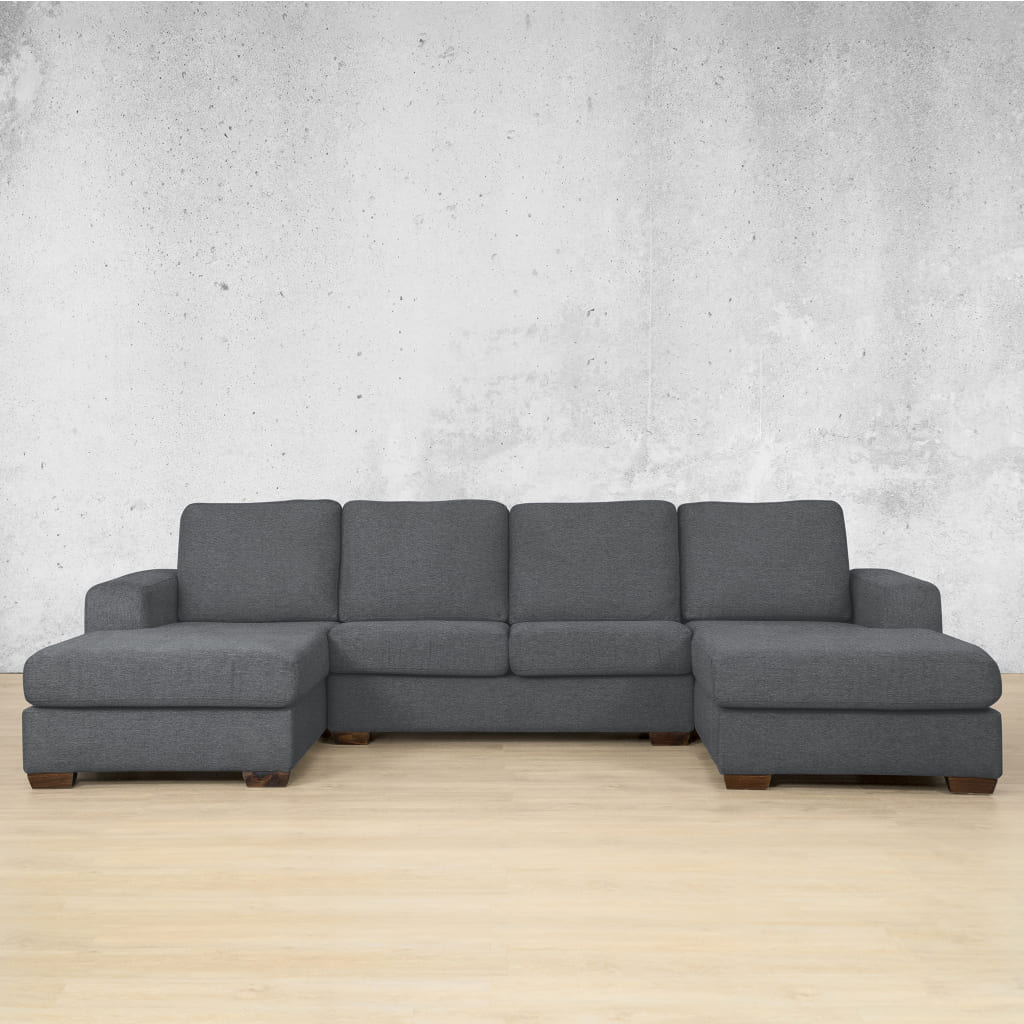 Stanford Fabric U-Chaise Fabric Sofa Leather Gallery  Space Grey