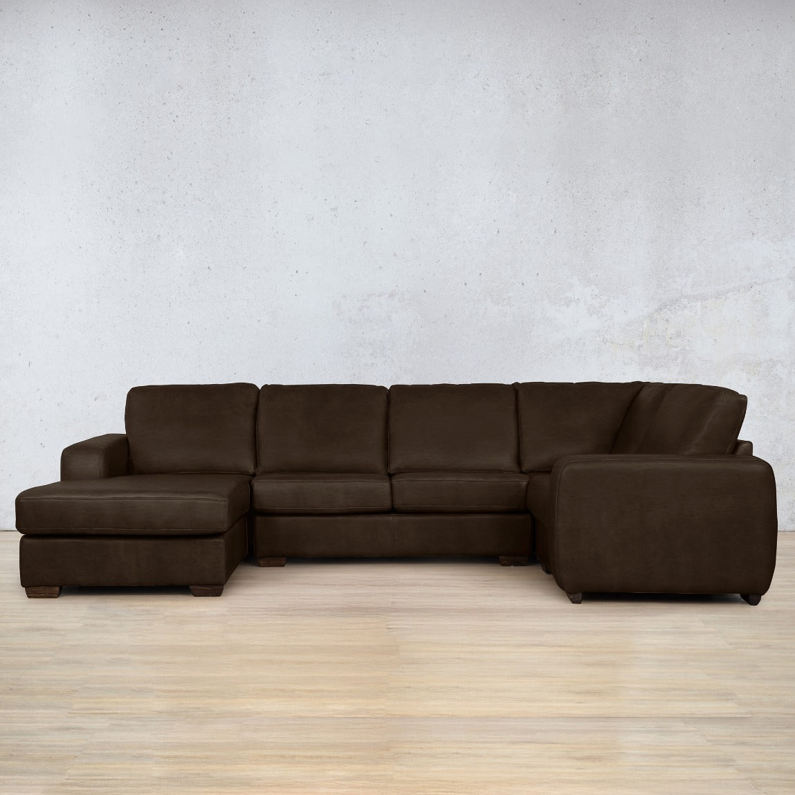 Stanford Leather U-Sofa Chaise - LHF Leather Sectional Leather Gallery Czar Chocolate