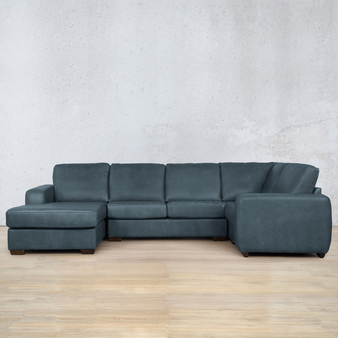 Stanford U  Sofa Chaise Sectional lhf Leather Sofa Flux Blue