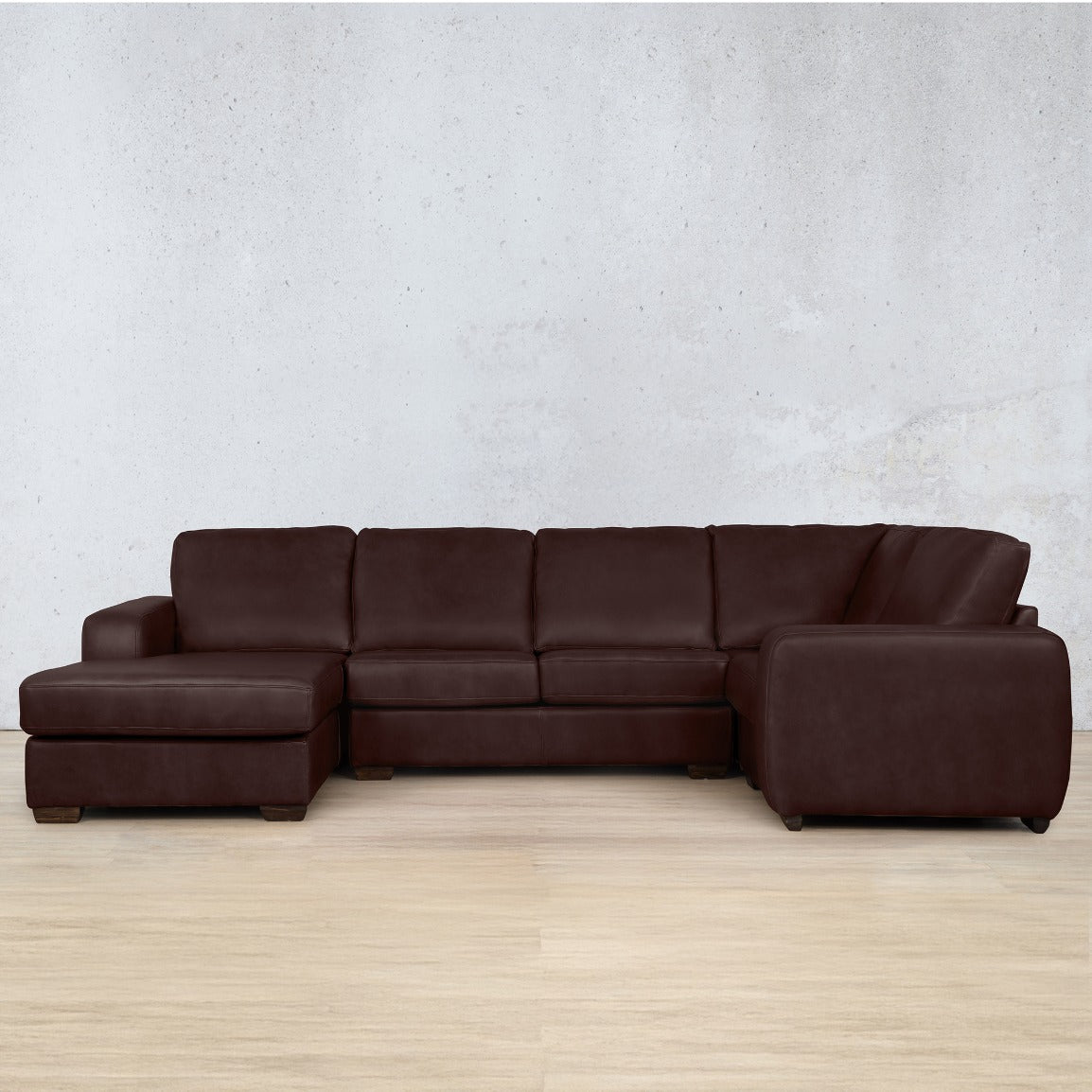 Stanford Leather U-Sofa Chaise - LHF Leather Sectional Leather Gallery Royal Coffee