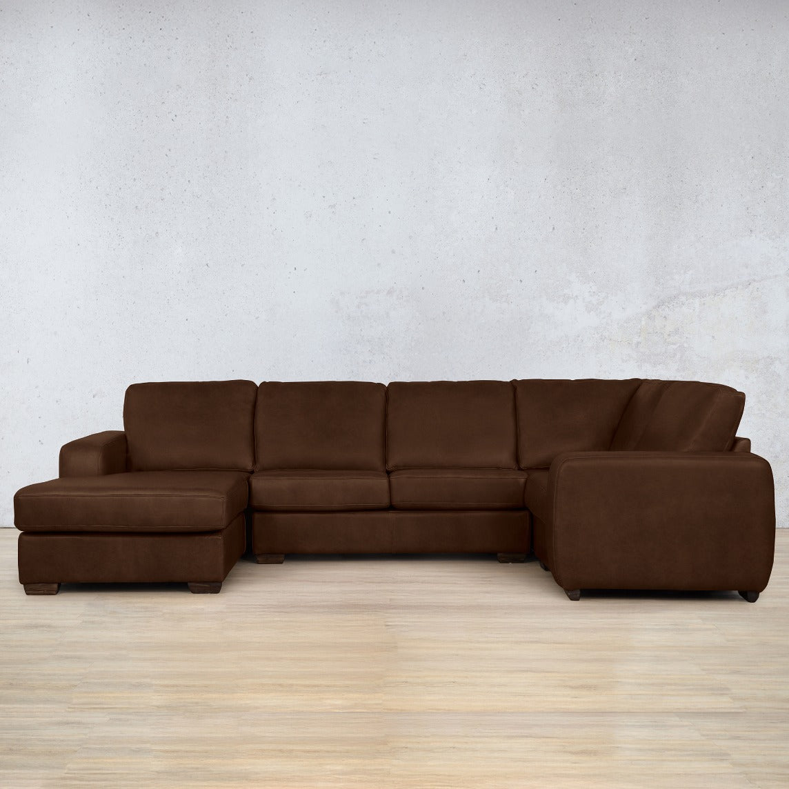 Stanford Leather U-Sofa Chaise - LHF Leather Sectional Leather Gallery Royal Cognac