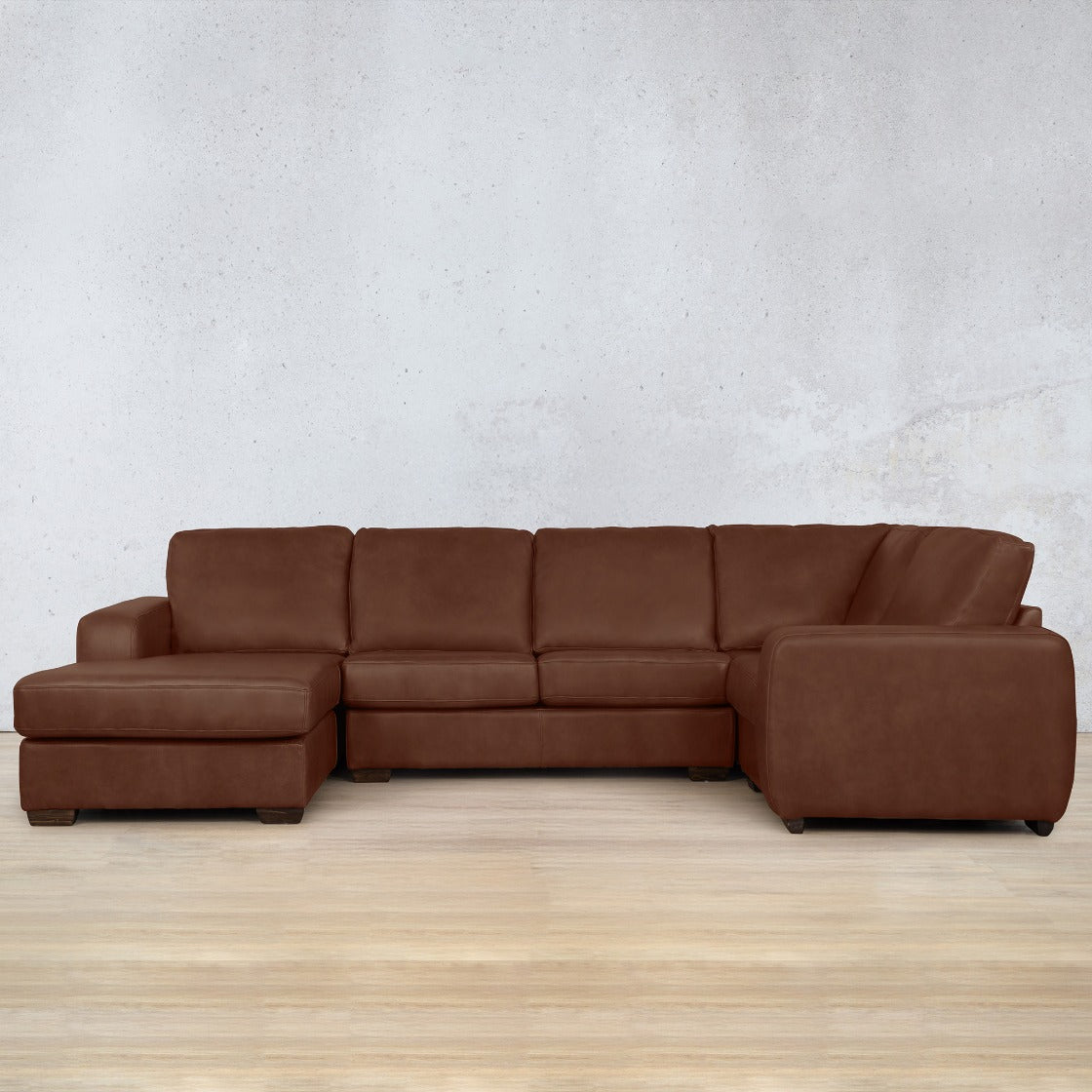 Stanford Leather U-Sofa Chaise - LHF Leather Sectional Leather Gallery Royal Saddle 