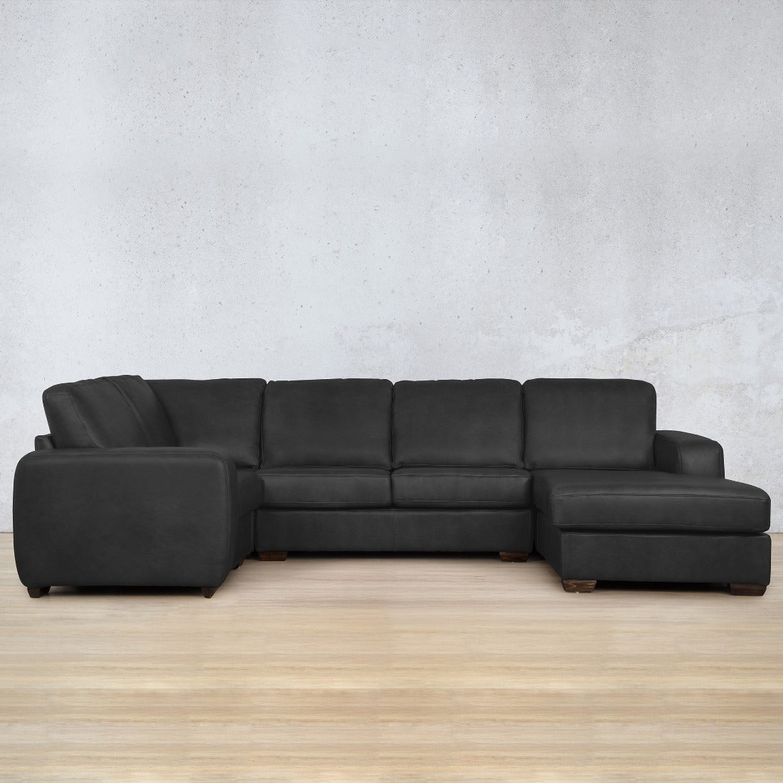 stanford Leather u sofa chaise sectional rhf leather sofa czar black