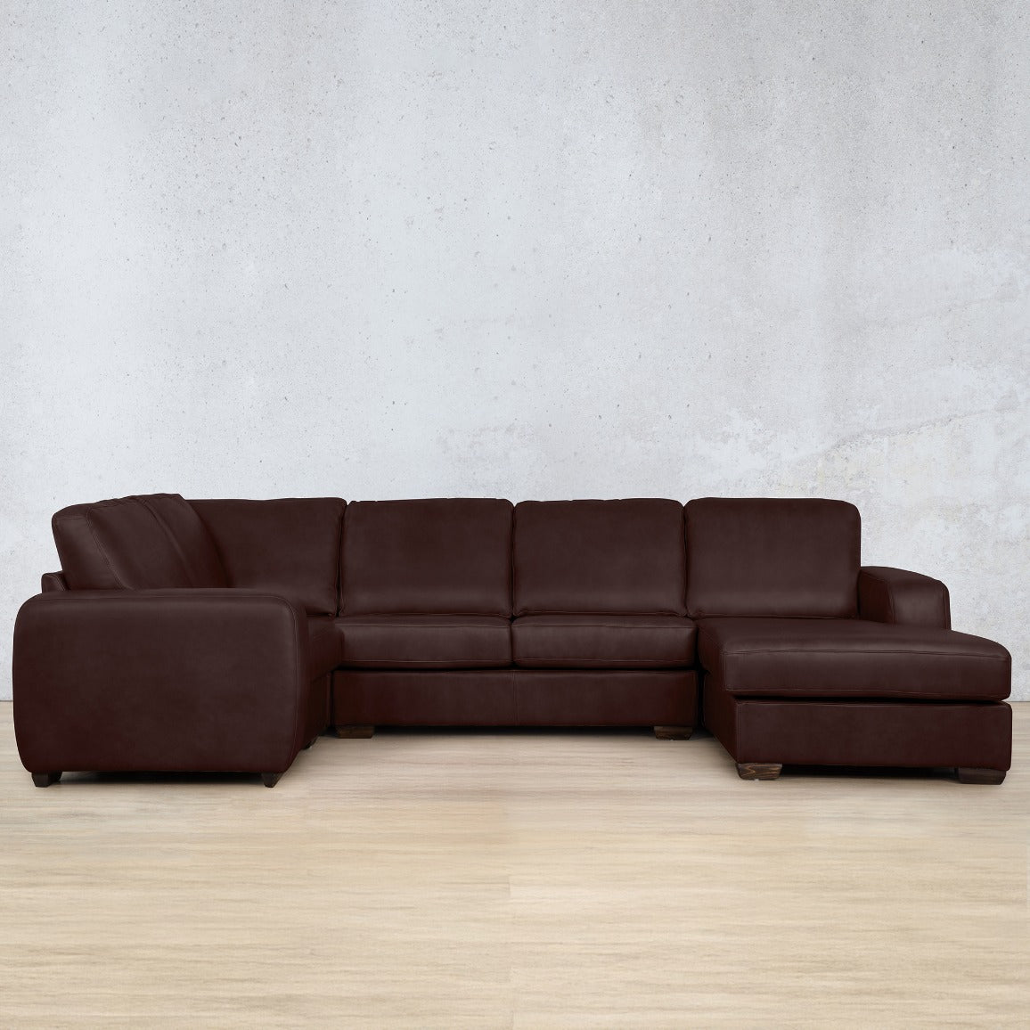 Stanford Leather U-Chaise Leather Sectional Leather Gallery Royal Coffee