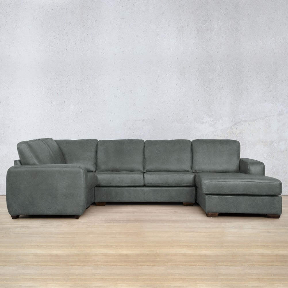 Stanford Leather U-Sofa Chaise - RHF Leather Sectional Leather Gallery Flux Grey