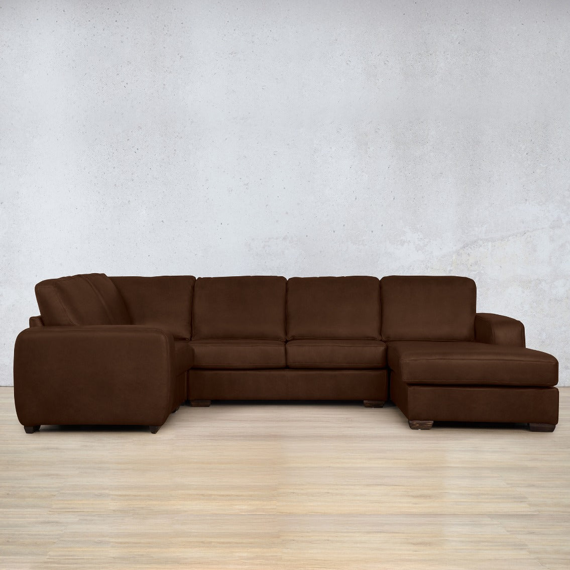Stanford Leather U-Sofa Chaise - RHF Leather Sectional Leather Gallery Royal Cognac 