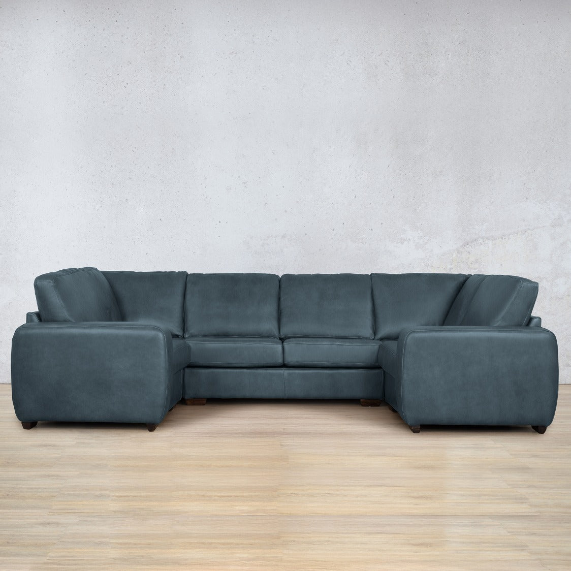 Stanford Leather U-Sofa Leather Sectional Leather Gallery Flux Blue