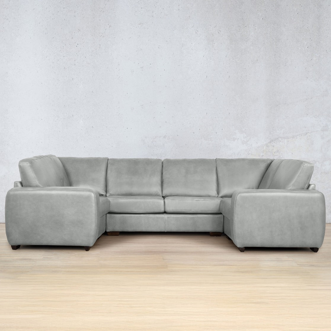 Stanford Leather U-Chaise Leather Sectional Leather Gallery Manatee Grey