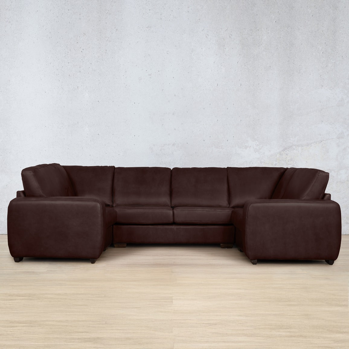 Stanford Leather U-Chaise Leather Sectional Leather Gallery Royal Coffee