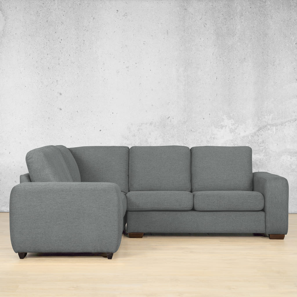 Stanford Fabric L-Sectional 4 Seater - LHF Fabric Sectional Leather Gallery Silver Charm