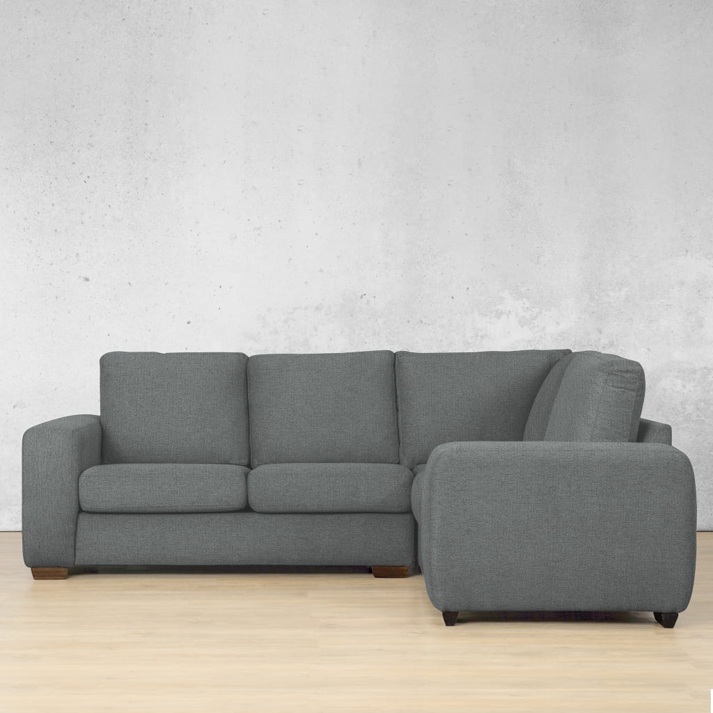 Stanford Fabric L-Sectional 4 Seater - RHF Fabric Sectional Leather Gallery Silver Charm