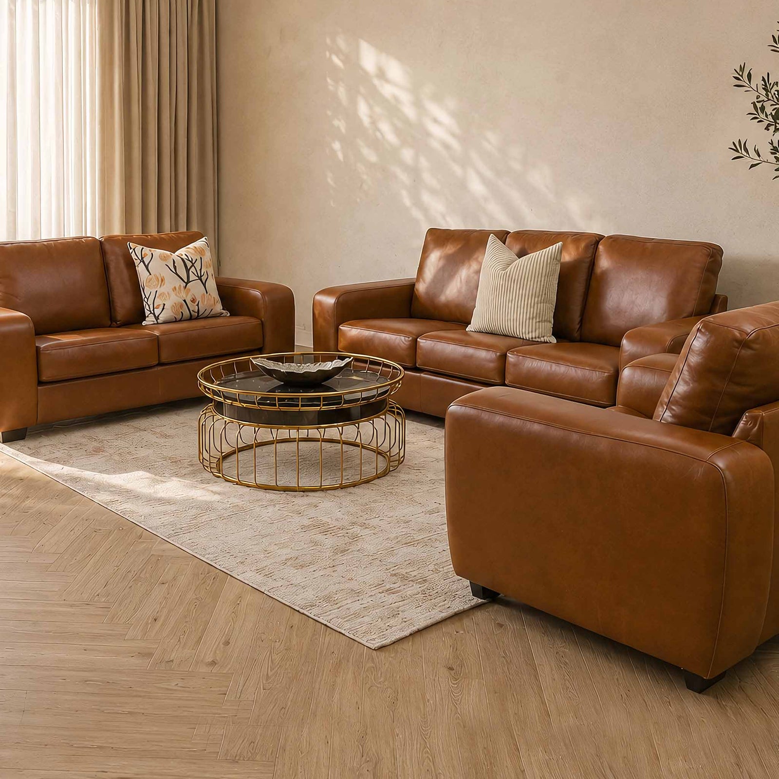 Stanford 3+2+1 Leather Lounge Suite