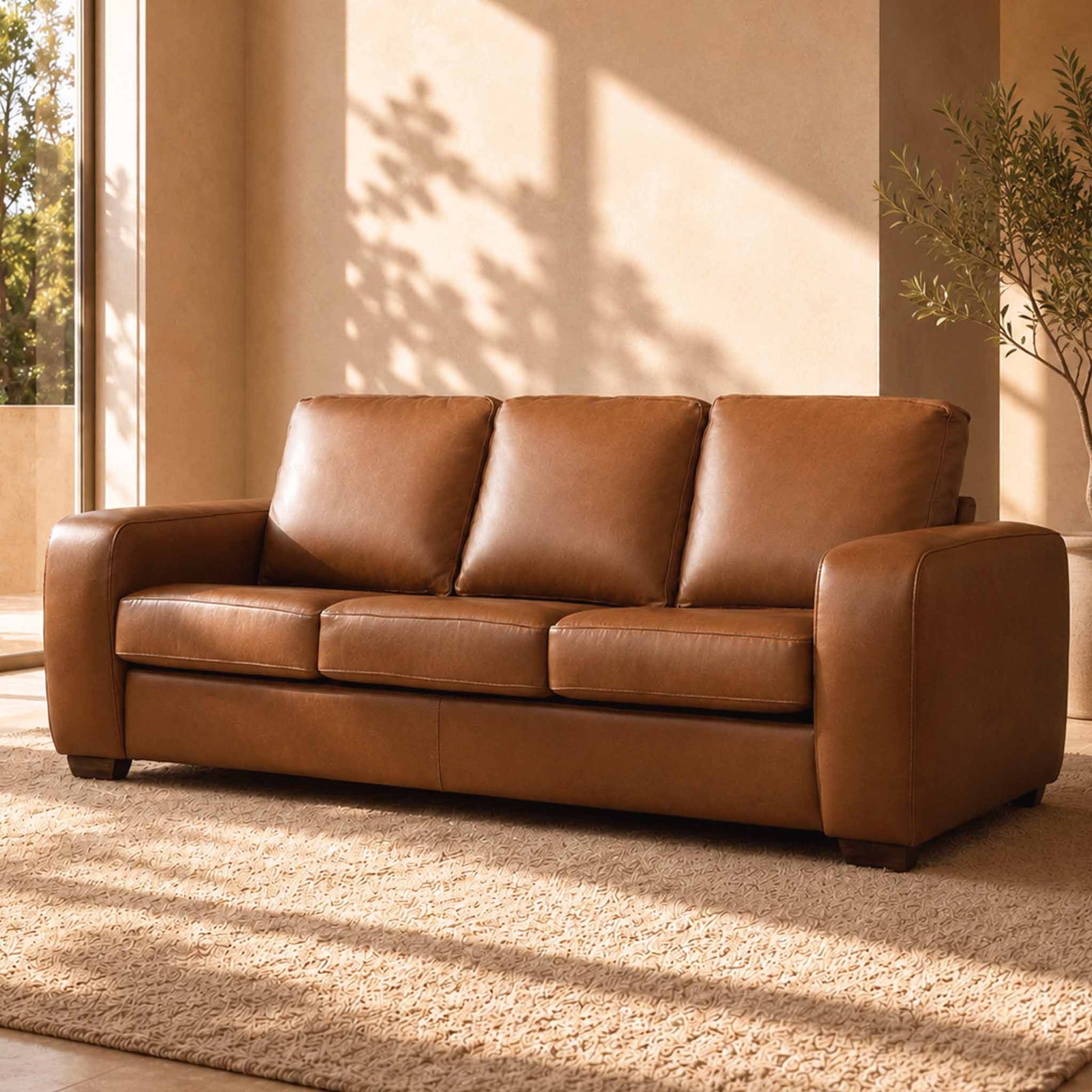 leather gallery stanford 3 seater leather couch czar pecan