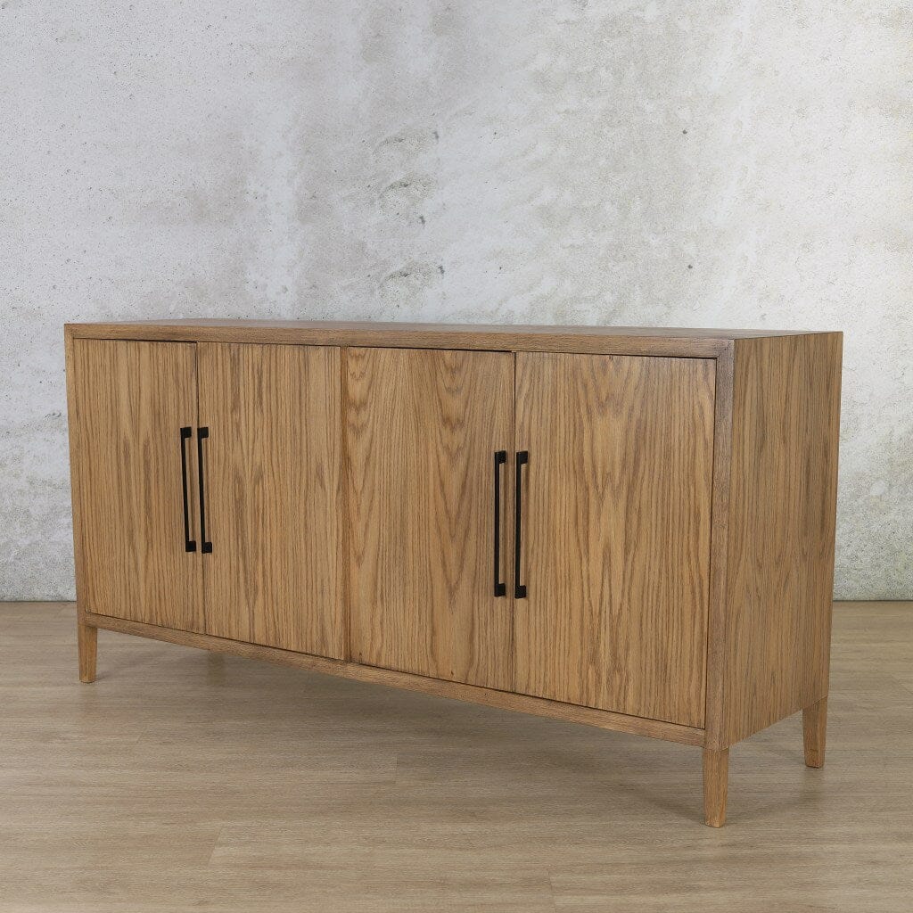 Stockholm 1.8m Sideboard in Natural Oak – Angled Product View – Contemporary Wooden Storage at Leather Gallery