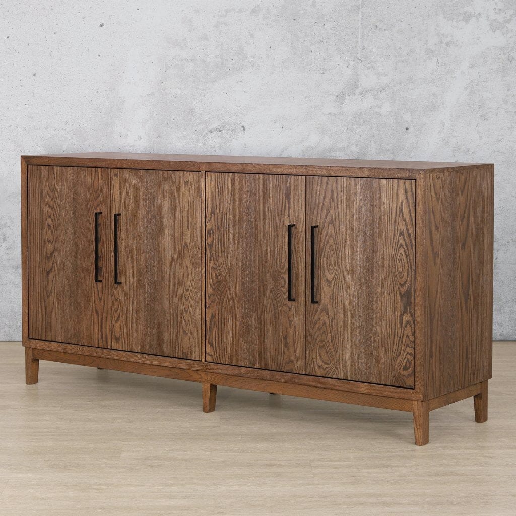 Stockholm 1.8m Wood Sideboard in Antique Dark Oak – Angled Product View – Timeless Wooden Storage at Leather Gallery
