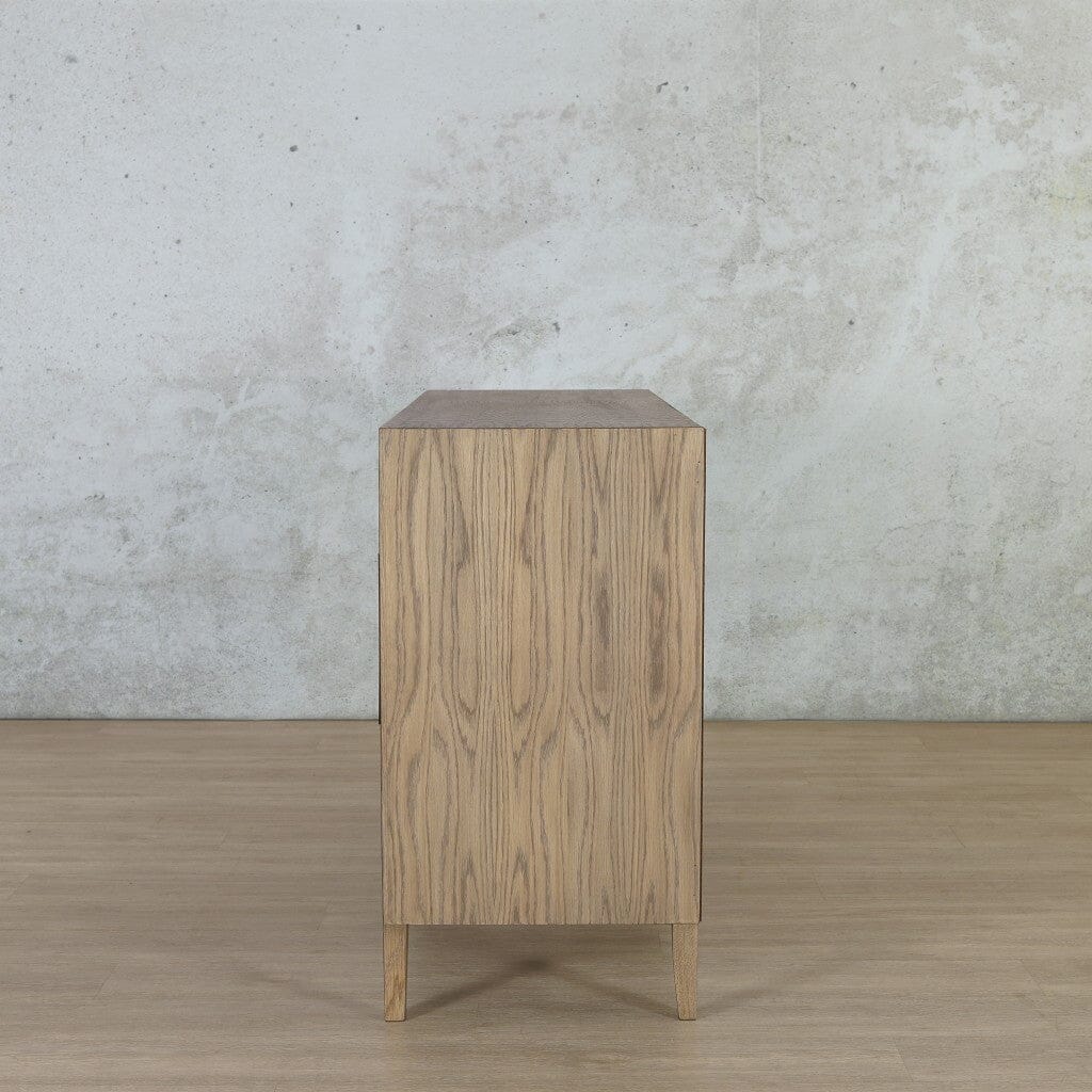 Stockholm 1.8m Sideboard in Antique Natural Oak – Side View – Functional Wooden Storage | Leather Gallery