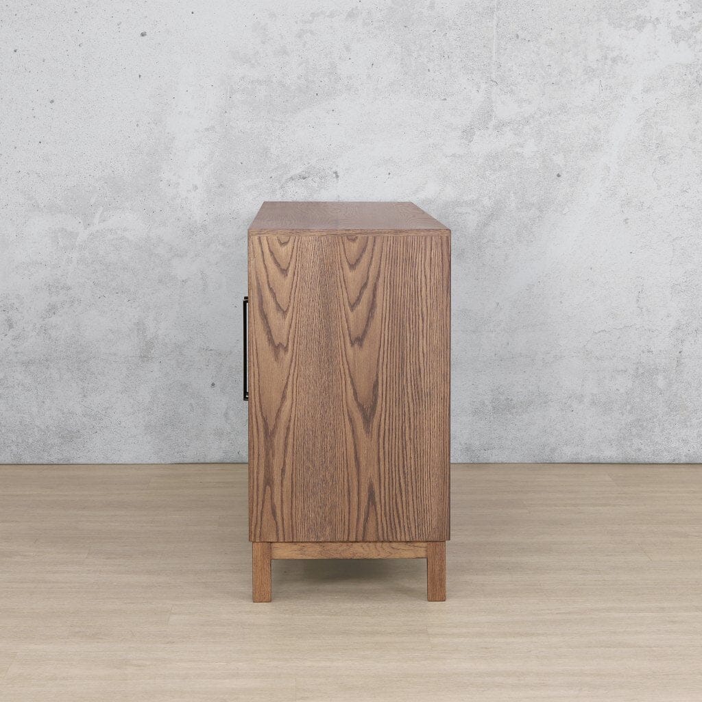 Stockholm 1.8m Sideboard in Antique Dark Oak – Side View – Timeless Design and Premium Storage | Leather Gallery