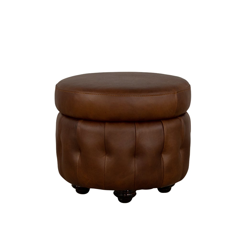 Sullivan Regal Treacle Round Ottoman Ottoman Leather Gallery 