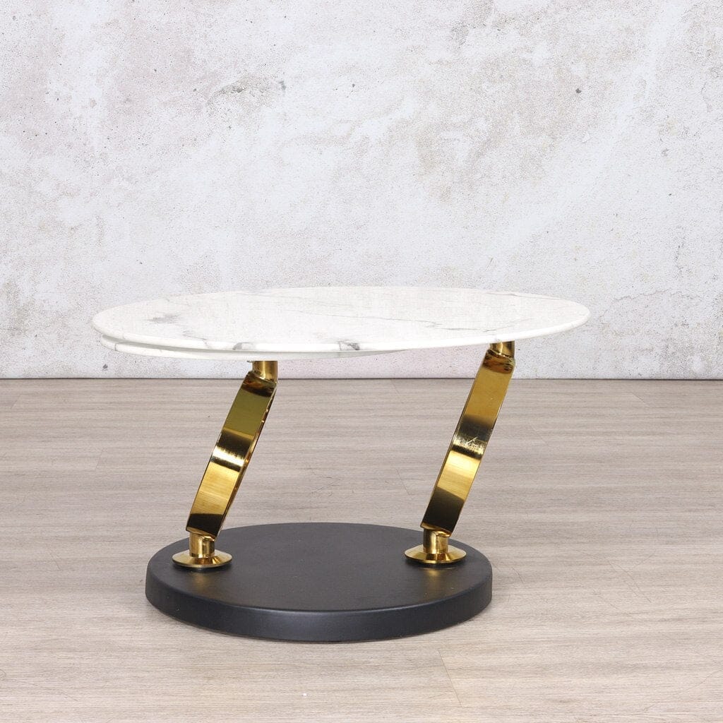 Swivel Stainless Steel Marble Look Top Coffee Table - Gold Coffee Table Leather Gallery 