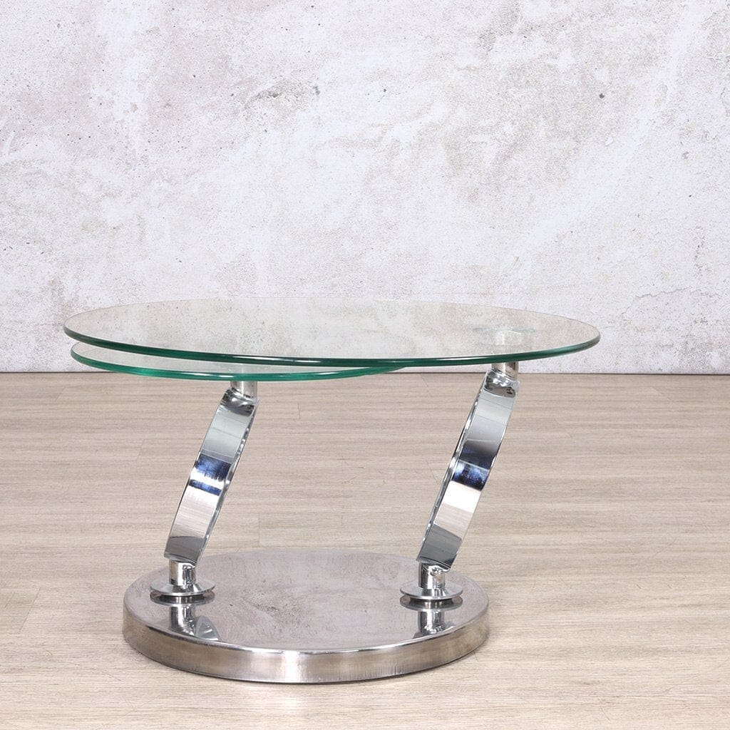 Swivel Stainless Steel Glass Coffee Table - Silver Coffee Table Leather Gallery 