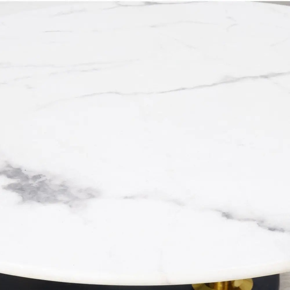 Swivel Stainless Steel Marble Look Top Coffee Table - Gold - Coffee Table