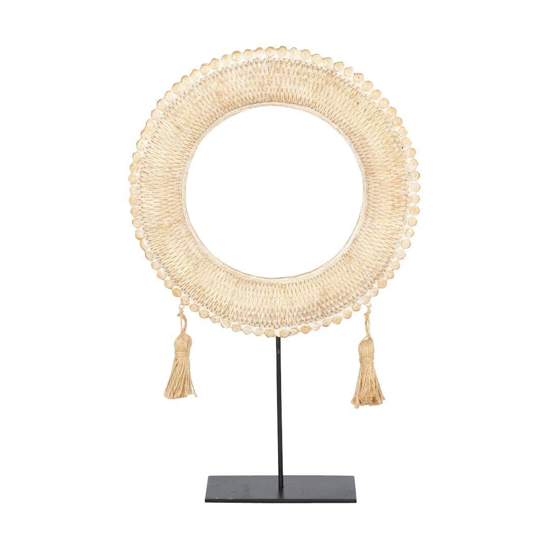 Tahiti Ring Ornament I Ornament Leather Gallery Cream 21 x 6.5 x 33cm
