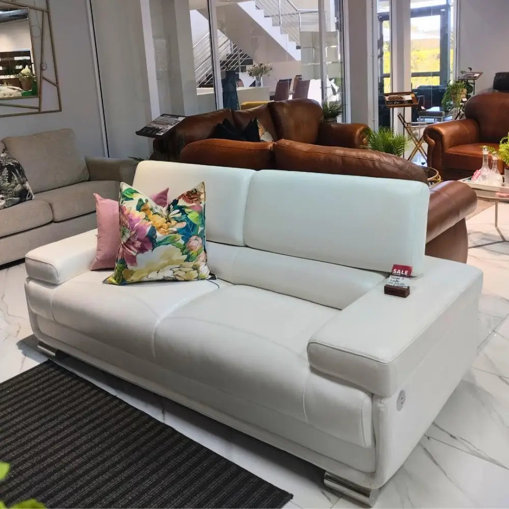 Tobago 3 Seater White - Warehouse Clearance - Leather Sectional