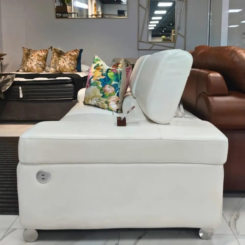 Tobago 3 Seater White - Warehouse Clearance - Leather Sectional