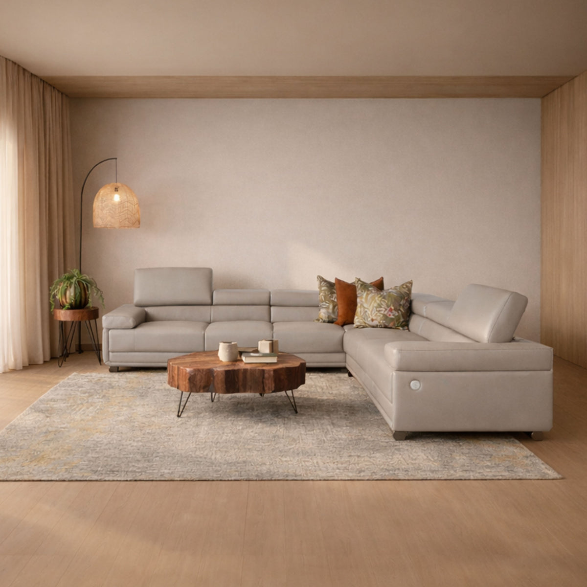 Tobago Leather L-Sectional Leather Sectional Leather Gallery Grey | Leather corner couch, L shaped couch, grey couch, sofas and couches