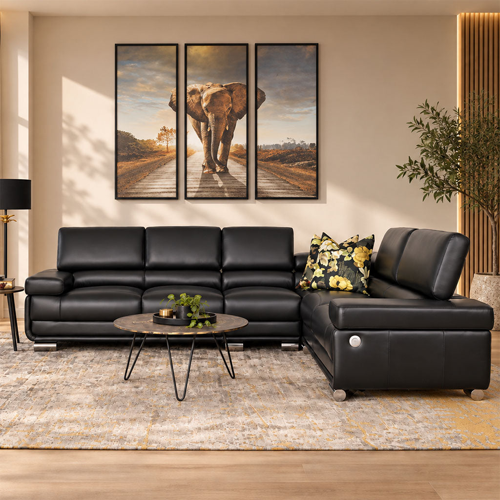 Tobago 5 Seater Leather L Shape Couch