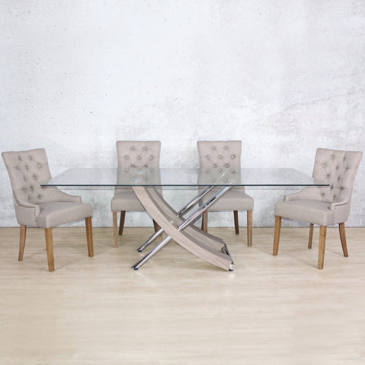 Tropez & Duchess 6-seater Dining set, including 2 carver dining chairs & 4 standard dining chairs in durable polyester fabric upholstery.  