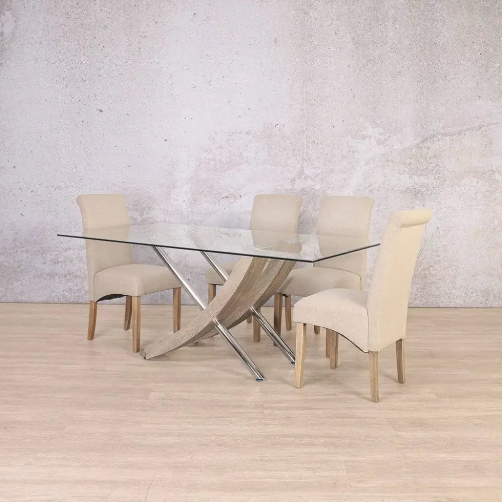 Tropez Glass & Windsor 6 Seater Dining Set - Tropez - Dining Table