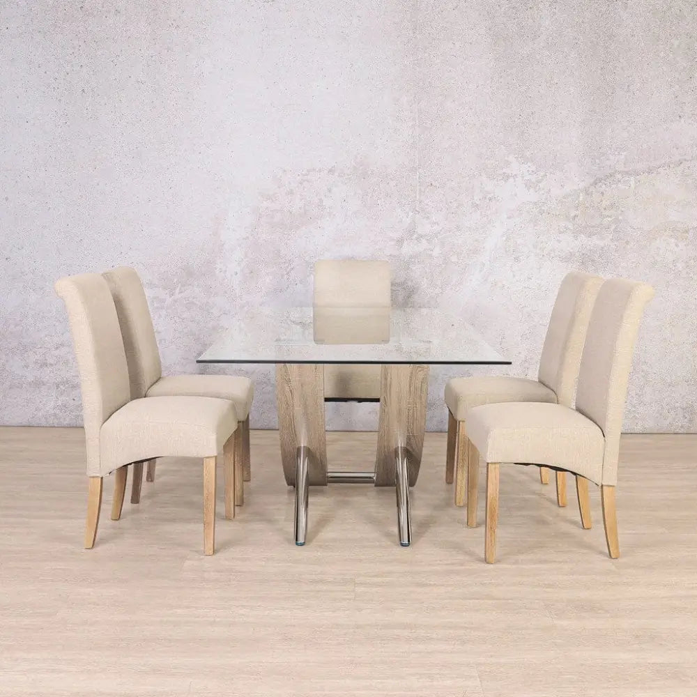 Tropez Glass & Windsor 6 Seater Dining Set - Tropez - Dining Table