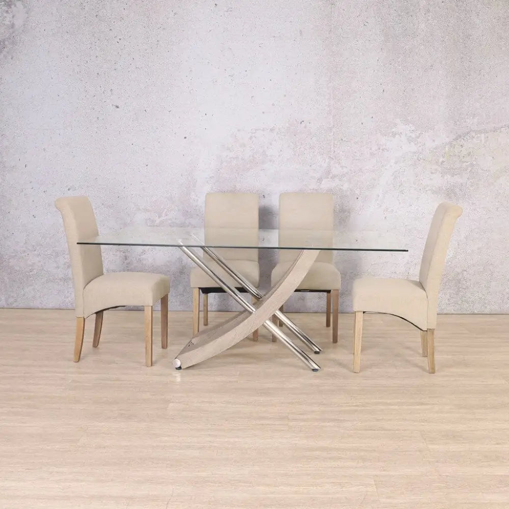 Tropez Glass & Windsor 6 Seater Dining Set - Tropez - Dining Table