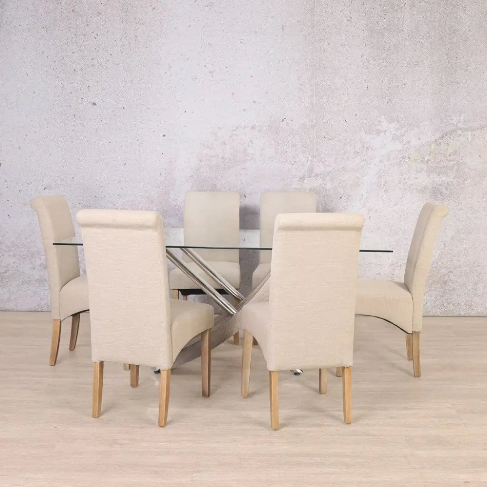 Tropez Glass & Windsor 6 Seater Dining Set - Tropez - Dining Table