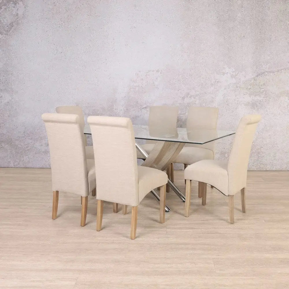 Tropez Glass & Windsor 6 Seater Dining Set - Tropez - Dining Table