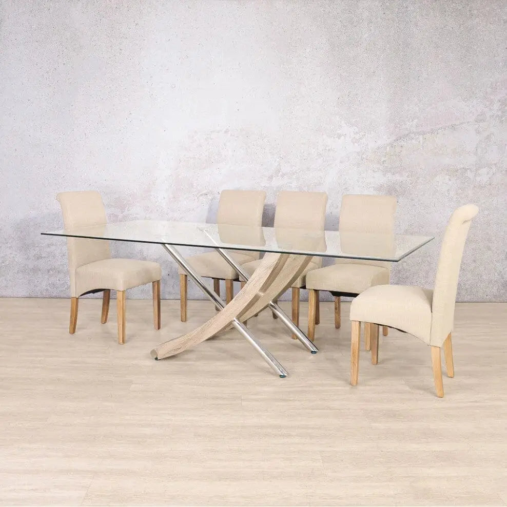 Tropez Glass & Windsor 8 Seater Dining Set - Tropez - Dining Table