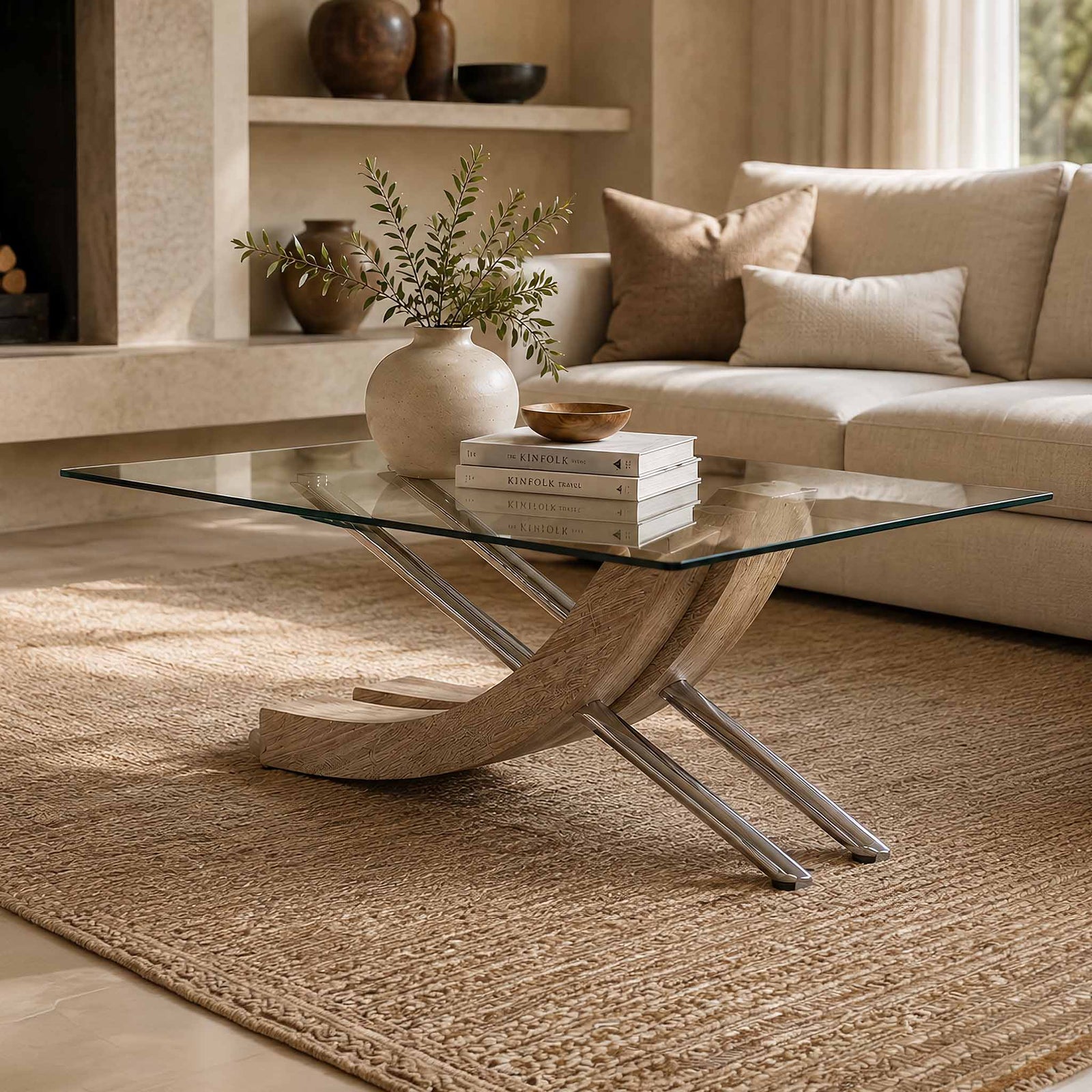 Tropez Glass Top Coffee Table - Grey Oak
