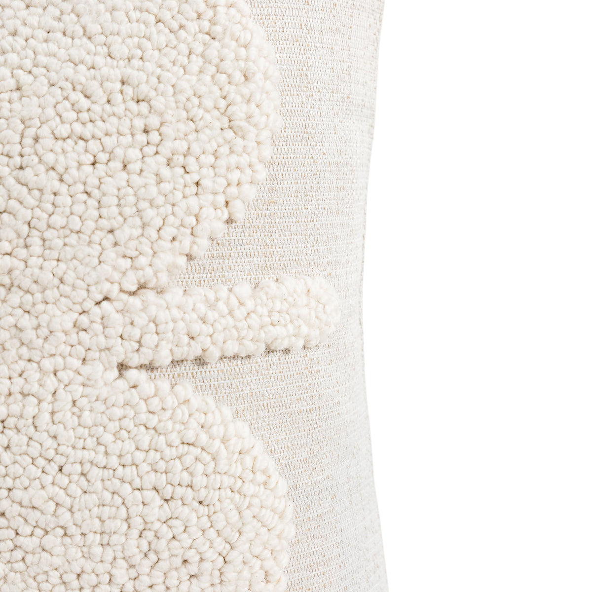 Leather Gallery Halo Magnolia White Cushion, featuring raised circular tufted detailing in a soft warm white finish.