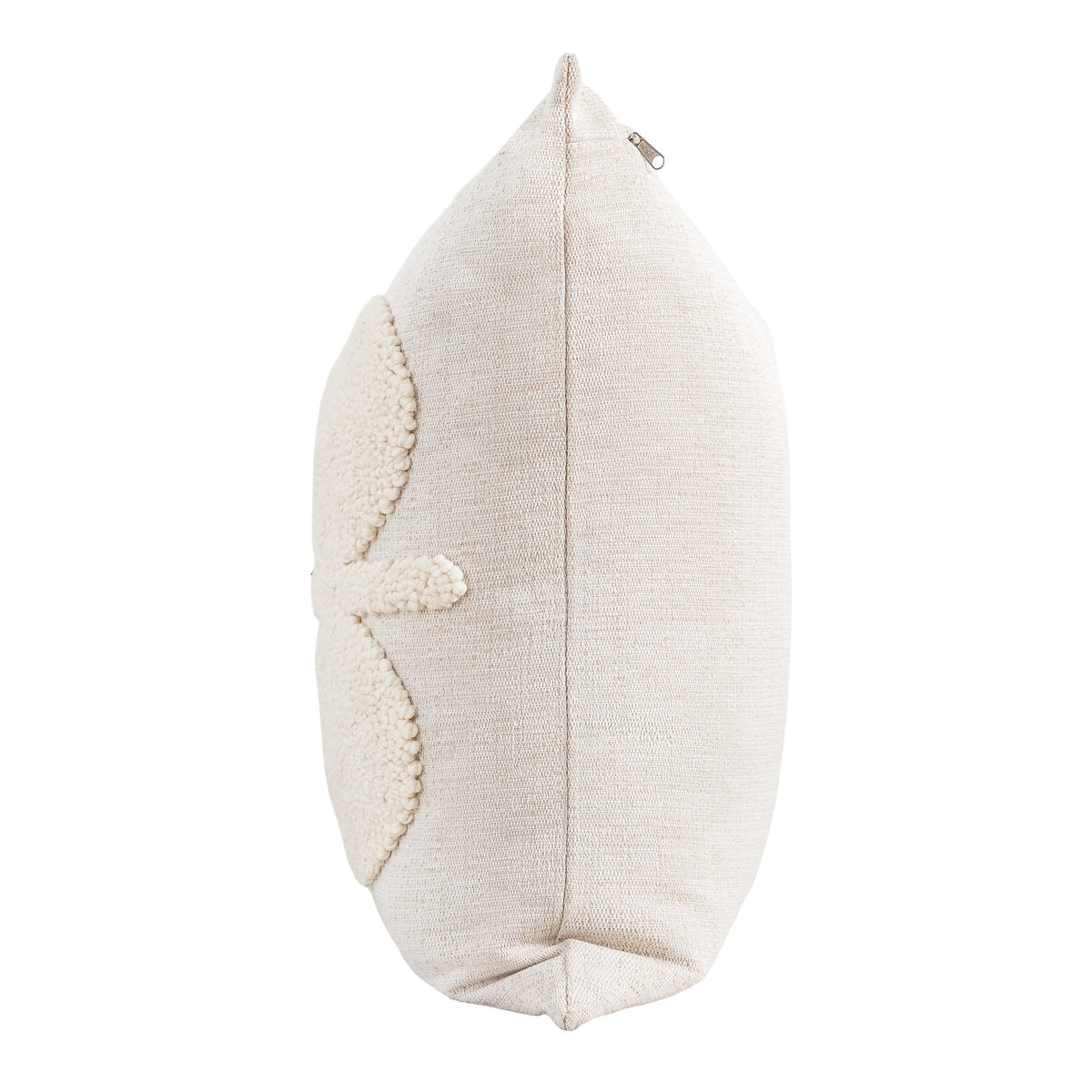 Leather Gallery Halo Magnolia White Cushion, featuring raised circular tufted detailing in a soft warm white finish.