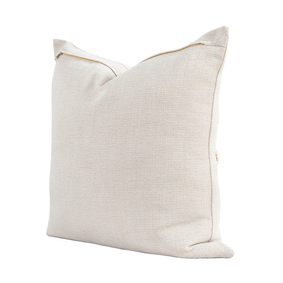 Leather Gallery Halo Magnolia White Cushion, featuring raised circular tufted detailing in a soft warm white finish.