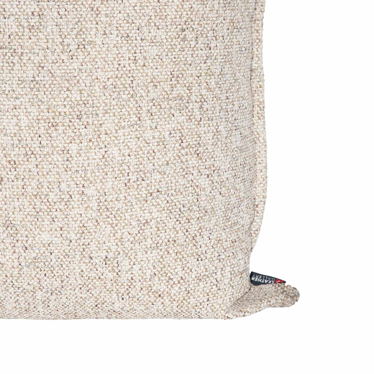 Leather Gallery Aardé Cushion in Natural Stone, featuring a textured woven finish in soft cream, beige and stone tones.
